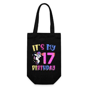It's my 17th birthday popping unicorn pony - Gift Bag for Bottles - black - Front