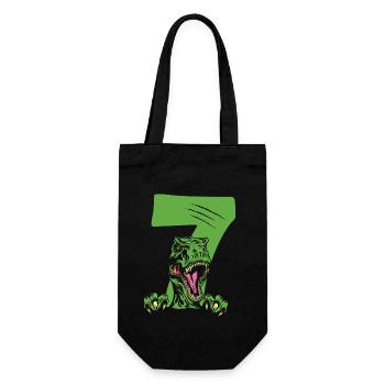 Children 7th Birthday 7 Years Dino Dinosaur - Gift Bag for Bottles - black - Front