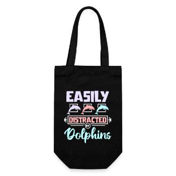 Easily distracted by dolphins - Geschenkbeutel für Flaschen - Schwarz - Vorne