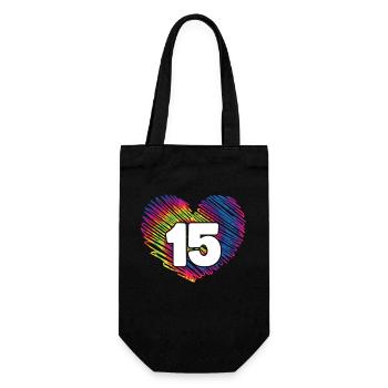 15th Birthday Heart Tie Dye | Tie Dye Themed - Gift Bag for Bottles - black - Front