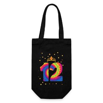 12th birthday Krone | Tie Dye Themed Birthday | - Gift Bag for Bottles - black - Front