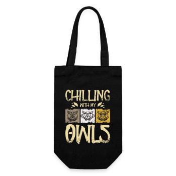 Chilling with my owls - Geschenkbeutel für Flaschen - Schwarz - Vorne