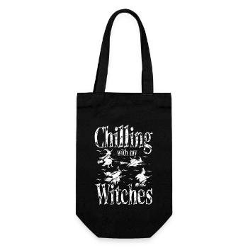 Chilling with my witches - Geschenkbeutel für Flaschen - Schwarz - Vorne