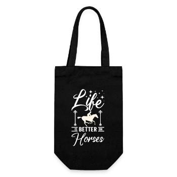 Life is better on horses - Geschenkbeutel für Flaschen - Schwarz - Vorne
