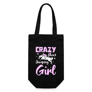 Crazy show jumping girl - Geschenkbeutel für Flaschen - Schwarz - Vorne