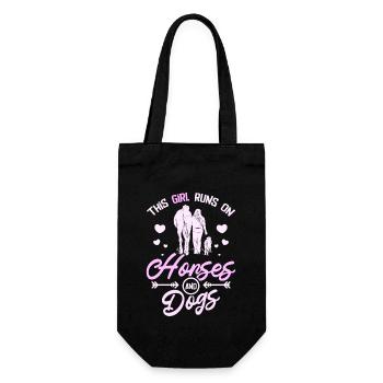 This girl runs on horses and dogs - Gift Bag for Bottles - black - Front