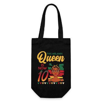 This melanin queen is now 10 years old, 10 - Gift Bag for Bottles - black - Front