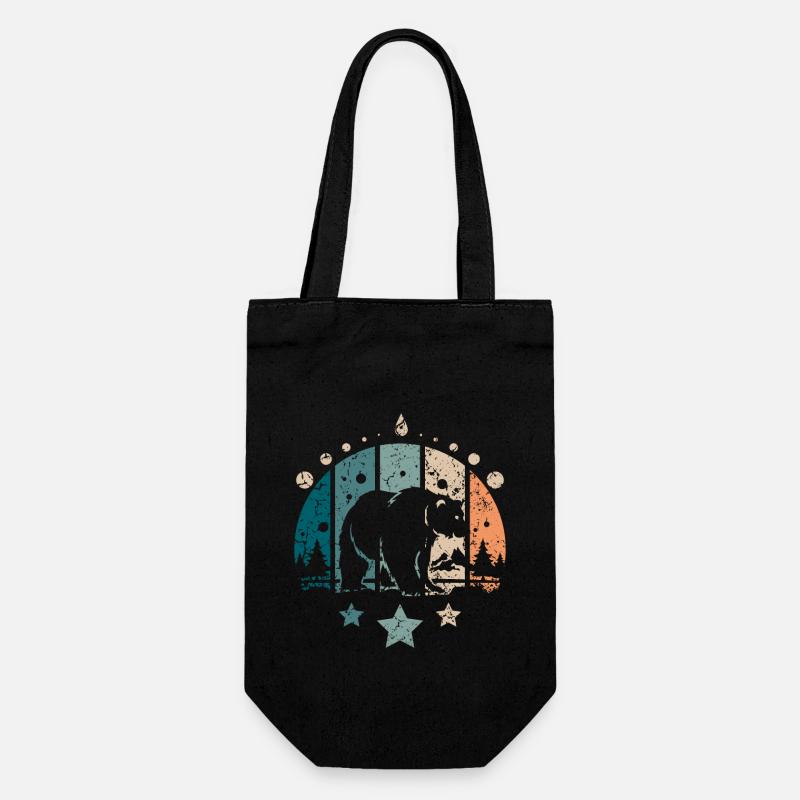 Retro Vintage Forest Ours polaire - Sac à bouteille - noir