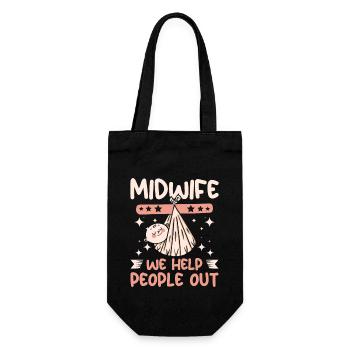 Midwife we help people out - Geschenkbeutel für Flaschen - Schwarz - Vorne