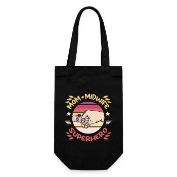 Mom midwife superhero - Geschenkbeutel für Flaschen - Schwarz - Vorne