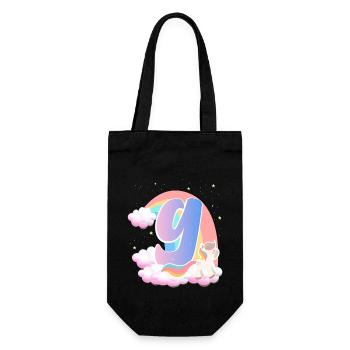 9 Einhorn Regenbogen Wolken Kleines Pony 9. - Geschenkbeutel für Flaschen - Schwarz - Vorne