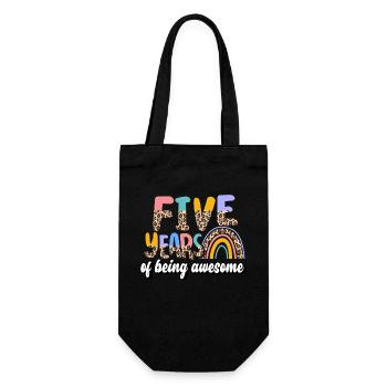 Five Years Awesome Animal Skin Pattern Birthday - Gift Bag for Bottles - black - Front