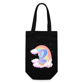 2 Unicorn Rainbow Clouds Little Pony 2. - Gift Bag for Bottles - black - Front