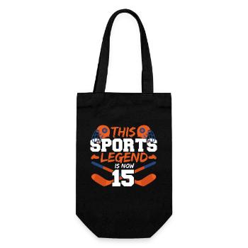 This sports legend is now 15, hockey game 15. - Gift Bag for Bottles - black - Front