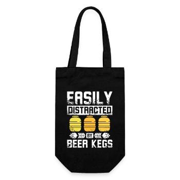 Easily distracted by beer kegs - Geschenkbeutel für Flaschen - Schwarz - Vorne