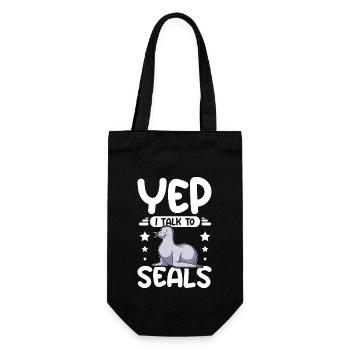 Yep I talk to seals - Geschenkbeutel für Flaschen - Schwarz - Vorne