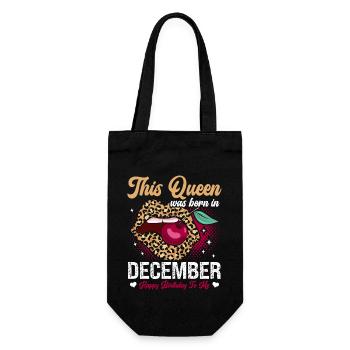 This queen was born in December happy - Gift Bag for Bottles - black - Front