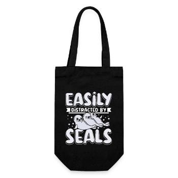 Easily distracted by seals - Gift Bag for Bottles - black - Front