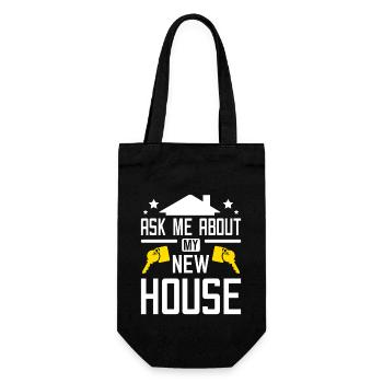 Ask me about my new house - Geschenkbeutel für Flaschen - Schwarz - Vorne