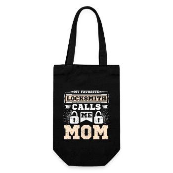 My favorite locksmith calls me mom - Geschenkbeutel für Flaschen - Schwarz - Vorne