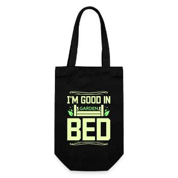 I'm good in garden bed - Geschenkbeutel für Flaschen - Schwarz - Vorne