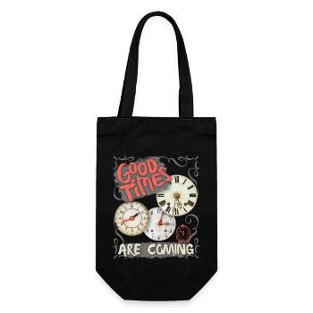 Saying with watch, pocket watch, motivational inspiration - Gift Bag for Bottles - black - Front