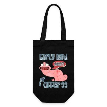 Worm, earthworm funny saying Early-Bird - Gift Bag for Bottles - black - Front