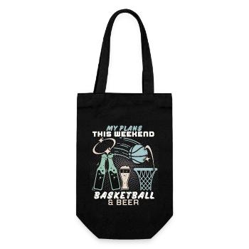 Basketball und Bier lustiger Spruch, Wochenende - Geschenkbeutel für Flaschen - Schwarz - Vorne