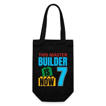 This Builder Is Now 7, Toy Blocks 7. - Gift Bag for Bottles - black - Front