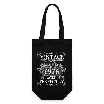 1976| Vintage Perfectly seit 1976 Geburtstag - Geschenkbeutel für Flaschen - Schwarz - Vorne