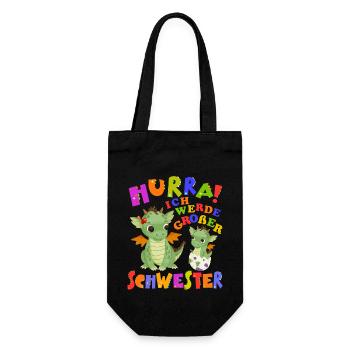 Hurra! Ich Werde Großer Schwester Cute Dragon Baby - Geschenkbeutel für Flaschen - Schwarz - Vorne