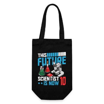 This future scientist is now 10 - Gift Bag for Bottles - black - Front