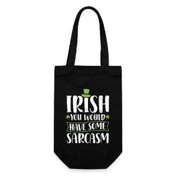 Irish You Would Have Some Sarcasm Green Cloverleaf - Gift Bag for Bottles - black - Front