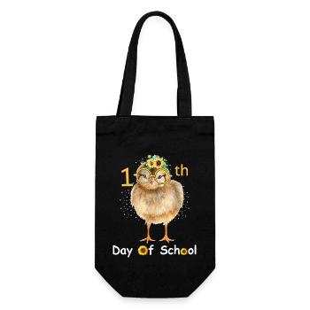 chicken with sunflower happy 100th day of school - Gift Bag for Bottles - black - Front