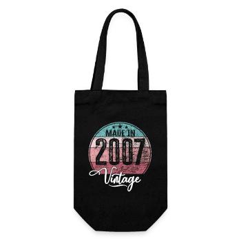 Vintage Made in 2007 Geburtsjahr 2007 Geburtstag - Geschenkbeutel für Flaschen - Schwarz - Vorne
