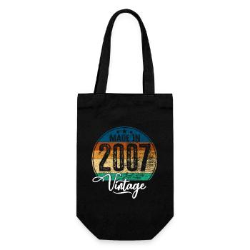 Vintage Made in 2007 Geburtsjahr 2007 Geburtstag - Geschenkbeutel für Flaschen - Schwarz - Vorne