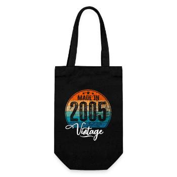 Vintage Made in 2005 Geburtsjahr 2005 Geburtstag - Geschenkbeutel für Flaschen - Schwarz - Vorne