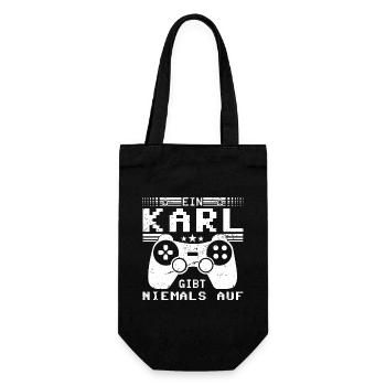 Karl Gaming Konsole PC Gamer Geschenk - Geschenkbeutel für Flaschen - Schwarz - Vorne