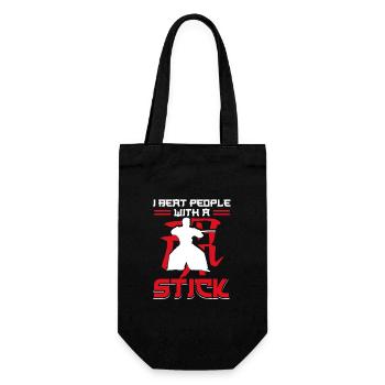 MMA I hit people with a stick Aikido - Gift Bag for Bottles - black - Front