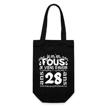 Anniversaire 28 ans | Je m'en fous j'ai 28 ans - Sac à bouteille - noir - Devant