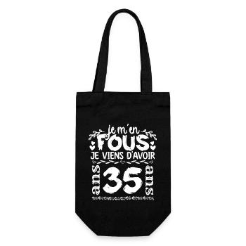 Anniversaire 35 ans | Je m'en fous j'ai 35 ans - Sac à bouteille - noir - Devant