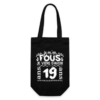 Anniversaire 19 ans | Je m'en fous j'ai 19 ans - Sac à bouteille - noir - Devant