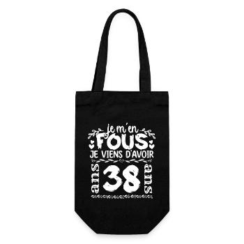 Anniversaire 38 ans | Je m'en fous j'ai 38 ans - Sac à bouteille - noir - Devant