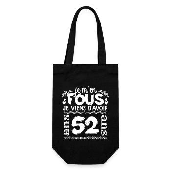 Anniversaire 52 ans | Je m'en fous j'ai 52 ans - Sac à bouteille - noir - Devant