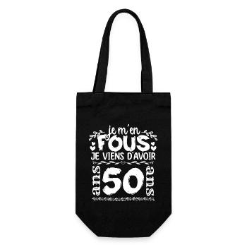 Anniversaire 50 ans | Je m'en fous j'ai 50 ans - Sac à bouteille - noir - Devant