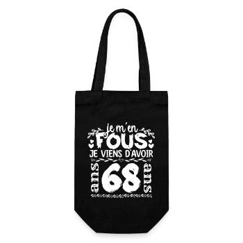 Anniversaire 68 ans | Je m'en fous j'ai 68 ans - Sac à bouteille - noir - Devant