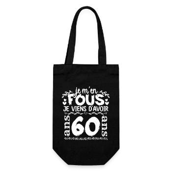 Anniversaire 60 ans | Je m'en fous j'ai 60 ans - Sac à bouteille - noir - Devant