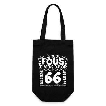 Anniversaire 66 ans | Je m'en fous j'ai 66 ans - Sac à bouteille - noir - Devant