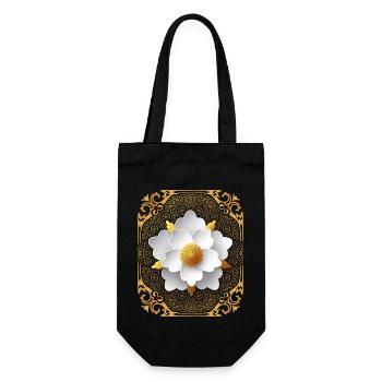 Vintage Mandala mit 3d Blume, Vintage-Stil - Geschenkbeutel für Flaschen - Schwarz - Vorne