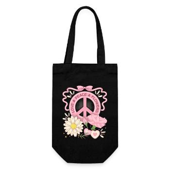 Symbole de paix Signe de paix, Amour-Paix-Fleurs - Sac à bouteille - noir - Devant